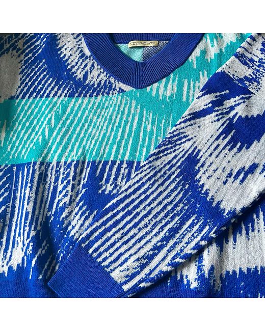 Essien & Emre Blue Aves Merino Wool Colour Block Jumper Sky