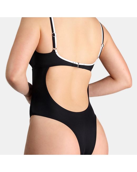 Free Society Blue Contrast Piping V Swimsuit In