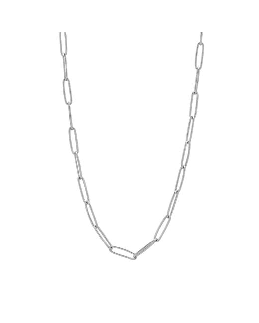 Spero London Metallic Large Rectangular Sterling Chain Necklace