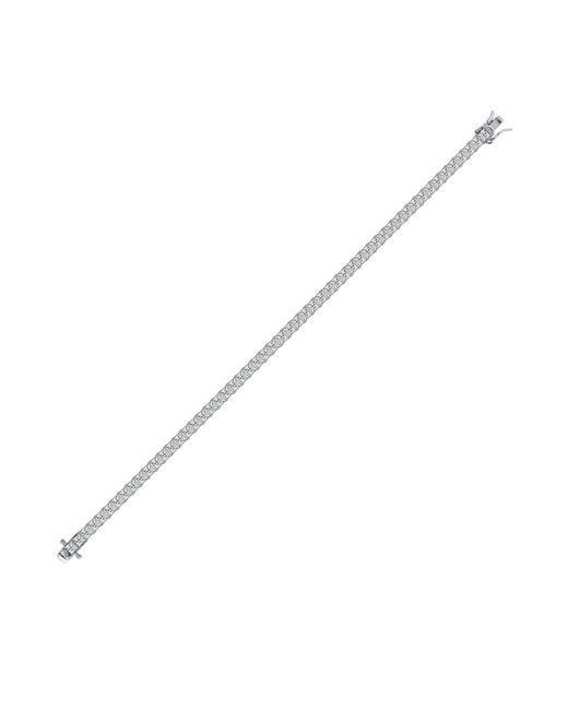Diamonbliss Metallic Classic Three Millimeter Princess Cut Tennis Bracelet, Platinum
