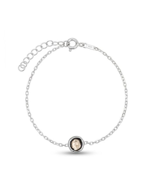 Spero London Metallic Sterling Raw Uncut Polki Diamond Bracelet