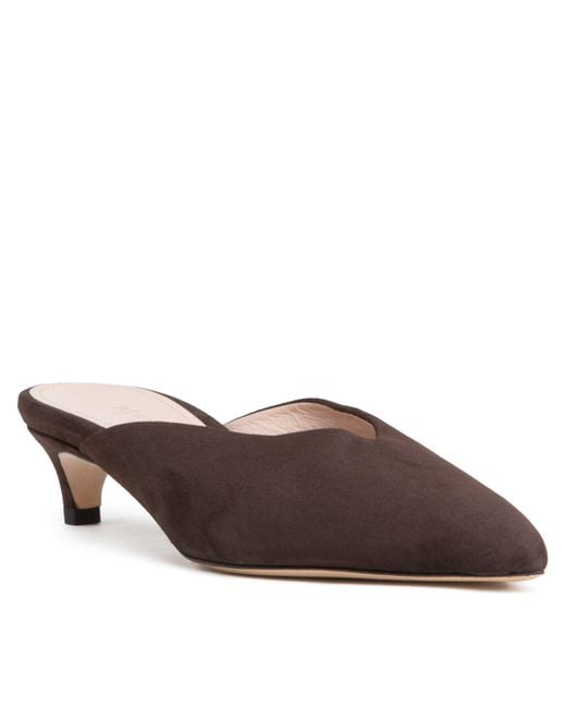 Beautiisoles by Robyn Shreiber Made in Italy Brown Gal Suede Mule Comfortable Dressy & Elegant For Work & Evening