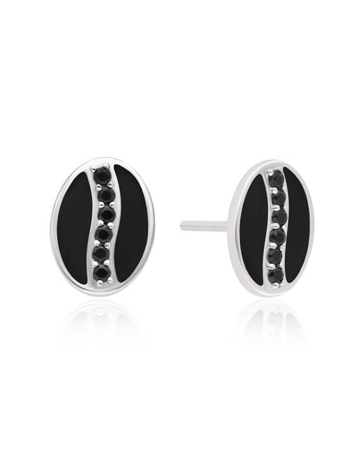 The Jewelz Black Oval Spinel & Enamel Stud Earrings for men