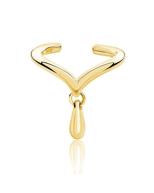 Lucy Quartermaine Metallic Drop Cuff With Drop