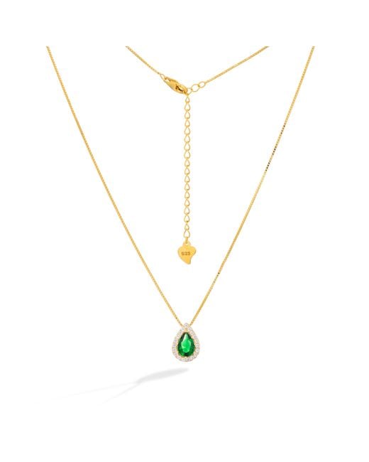 Shabella Nyc Metallic Starlight Emerald Tear Necklace