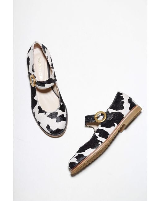 Mafalda Black Betina Cow-Print Mary Janes