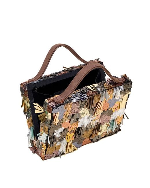 Simitri Brown Polished Pinata Briefcase Bag