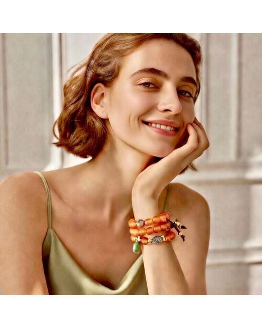 Persia Dona Jewelry Orange Amber Glass Bracelet
