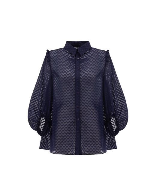 Georgette Blue Deep Veil Blouse