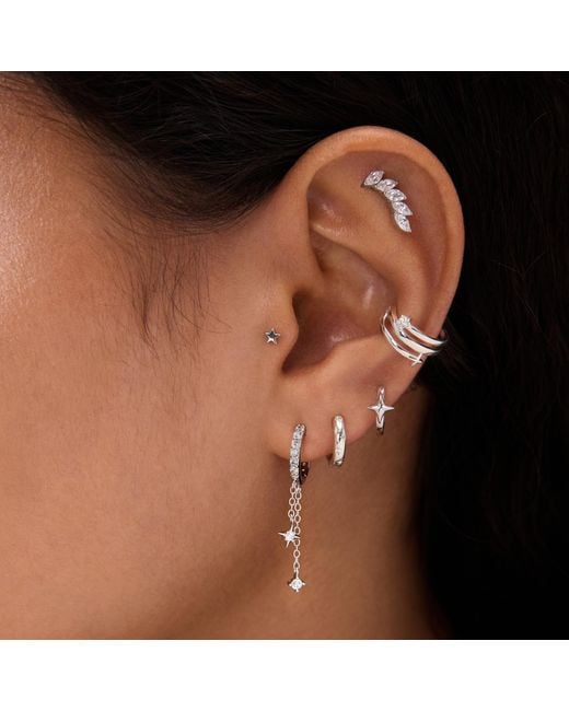 Vanhi Metallic 14K Recycled Solid Star Huggie Earring