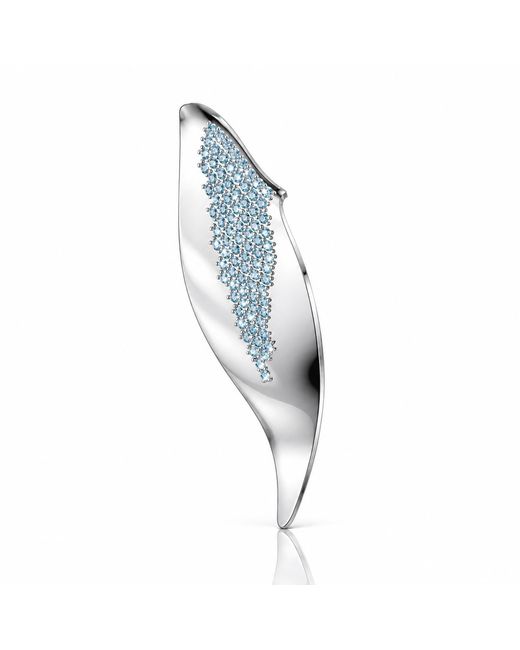Linda Fiore Blue Echo Brooch With Cz Stones