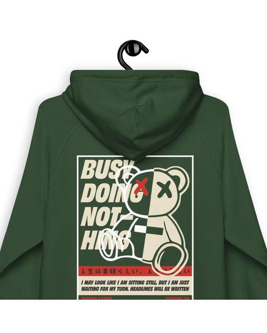 Anchor and Crew Green Bottle Four Busy Doing Nothing Editions Organic Cotton Hoodie for men