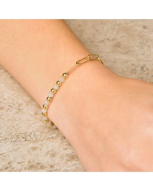 Nellou Jewellery Metallic Neutrals Moonstone Gem Shine Bracelet Plated Sterling