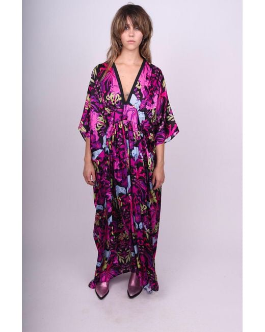 Any Old Iron Purple Return Of The Panther Printed Kaftan Maxi Dress