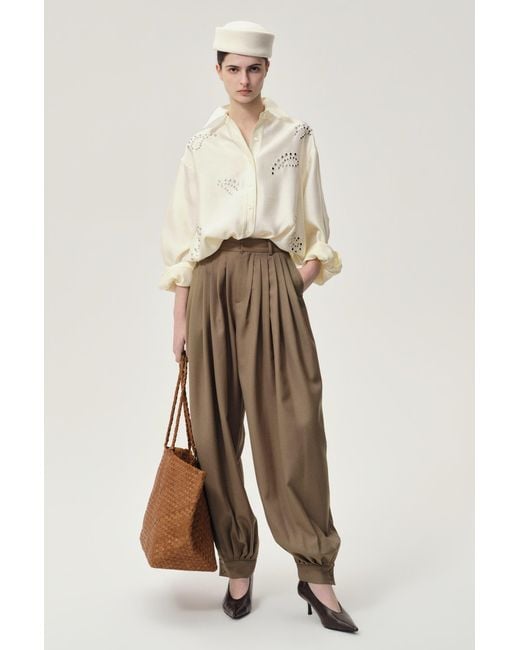 FRONT ROW SHOP Natural Neutrals Stud-Embellished Shirt Vanilla