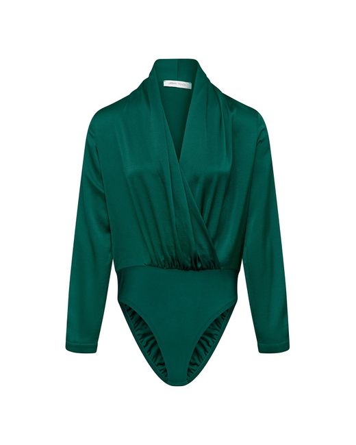Urban Touch Green Satin Wrap Front Bodysuit