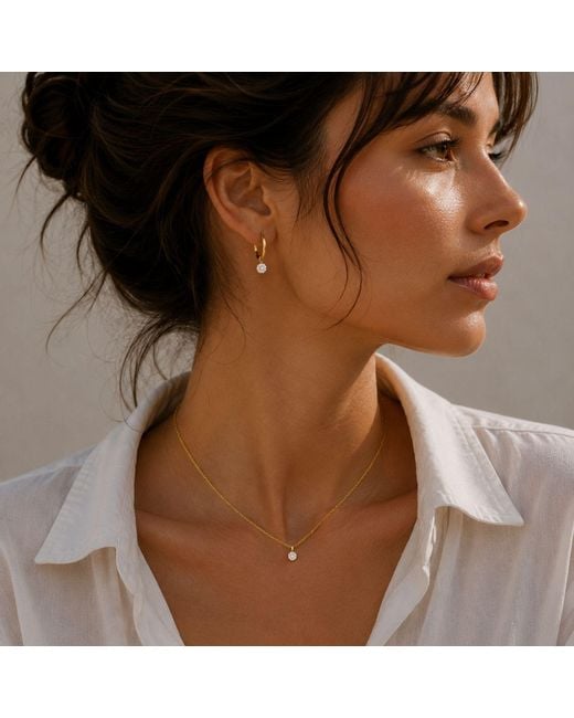 Lily Flo Jewellery Metallic Floating Diamond Huggie Hoops