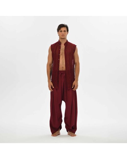 Zhenabia Red Ember Vest Sleeveless Shirt Summer Resort for men