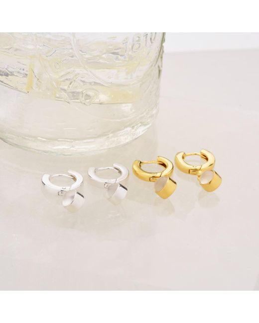 Nellou Jewellery White Neutrals Gem Hoop June Birthstone Earrings Sterling