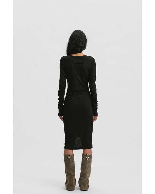 Galleriadele Black Merino Ruched Dress