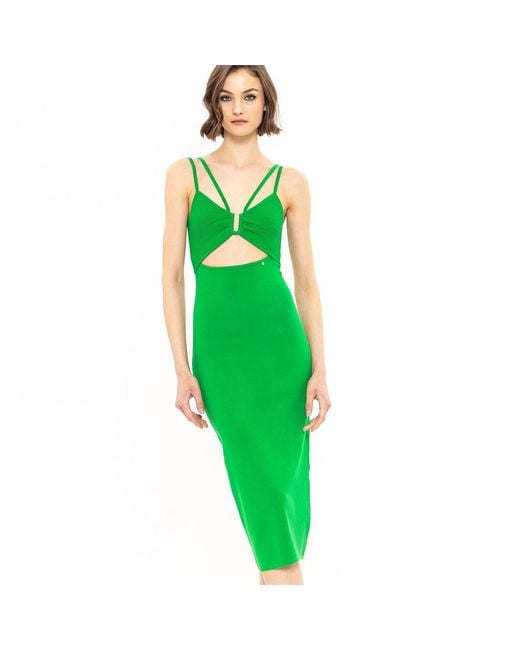 Nissa Green Knitted Midi Dress