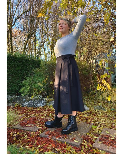 Frock Tales Black Illusion Wrap Midi Skirt