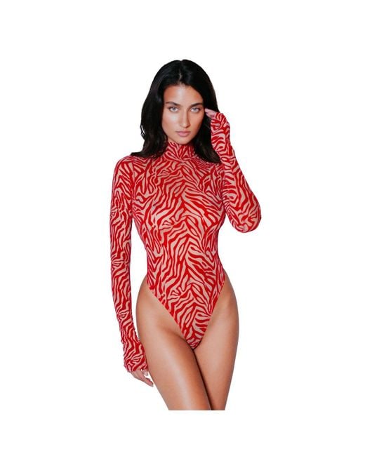 Perilla Lingerie Red Kylie Bodysuit Long