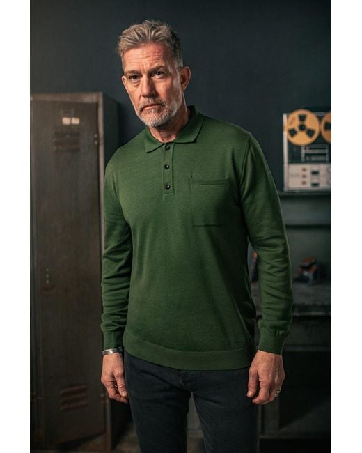&SONS Trading Co Green Cedar Knitted Polo for men