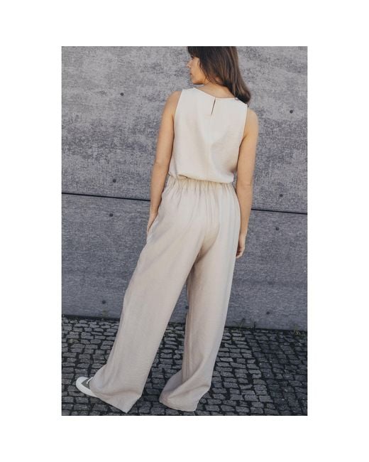 Oh!Zuza White Neutrals Sleeveless Top & Wide-Leg Trousers Set