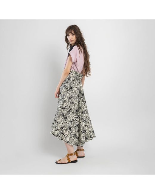 ARTISTA Gray Neutrals Rosy A-Line Midi Skirt