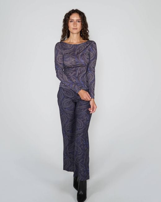 Lords of Harlech Purple Carly Merino Long Sleeve Crewneck Shirt