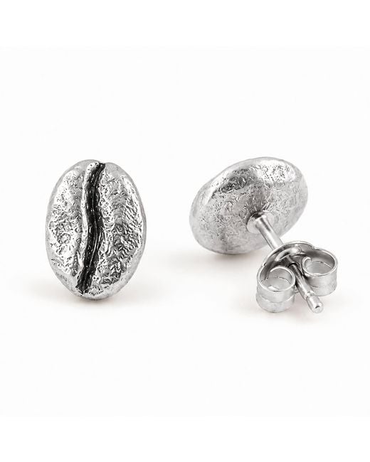 Mother Nature Jewelry Metallic Coffee Bean Earrings, Handmade Minimalist Studs