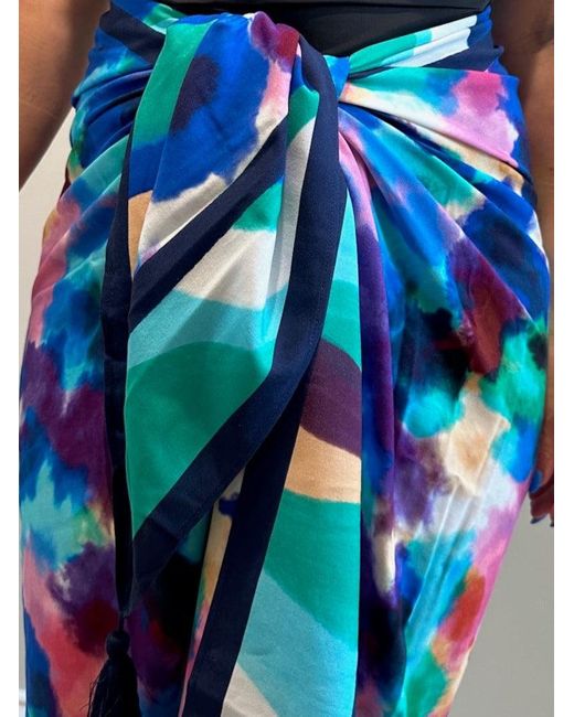 Change of Scenery Blue Melanie Pareo Skirt In Giverny Gardens Print