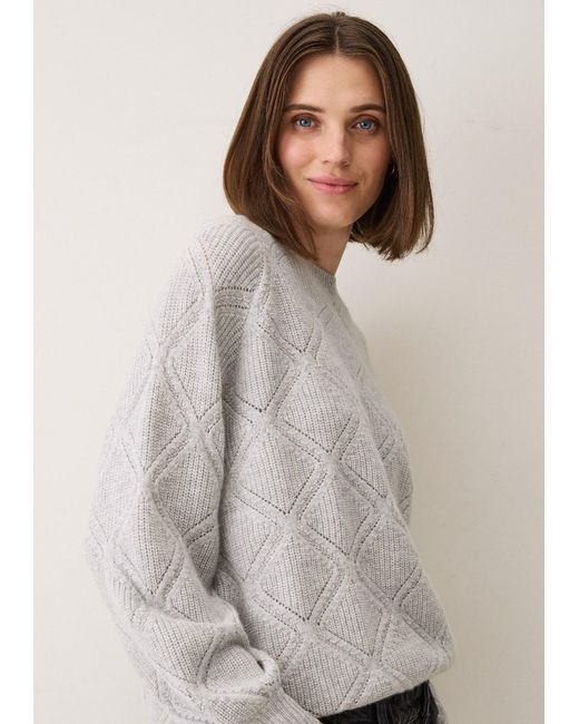 Loop Cashmere Gray Diamond Stitch Sweater