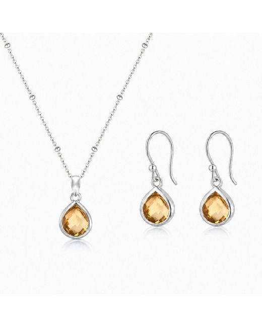The Jewellery Store London Metallic Pear-Shaped Citrine Jewellery Set