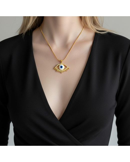 Maison De Gala Metallic Evil Eye Pendant Necklace