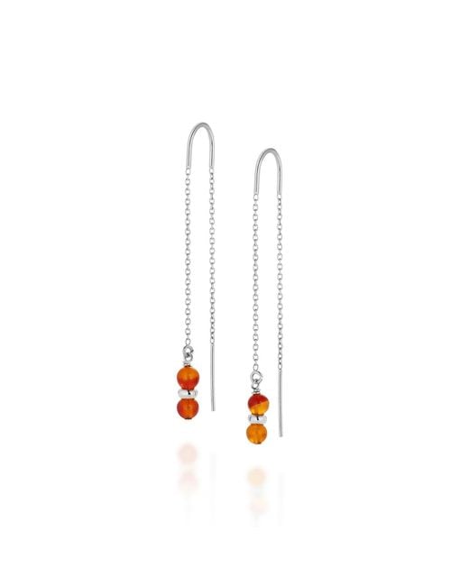 Nellou Jewellery White Fall Birthstone Earrings July Carnelian Sterling