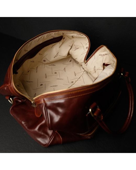 Time Resistance Brown Leather Duffel Bag For for men