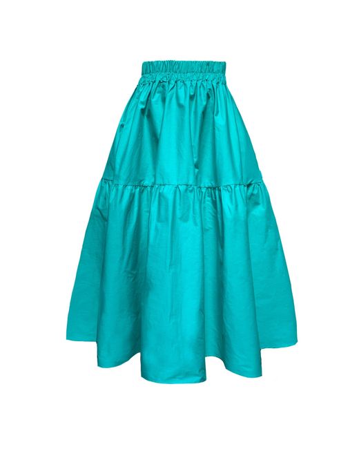 Frock Tales Blue Tahiti Midi Skirt With Pockets