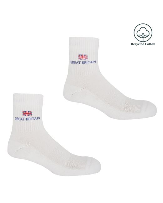Peper Harow - Made in England White Olympics Recycled Sport Socks – Two Pair Bundle for men