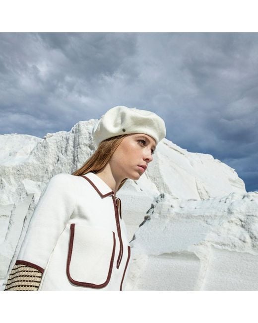 DORIA 1905 White Wool Felt Basque Cap