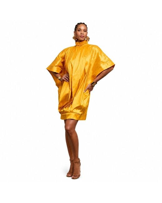 Chuks Collins Metallic Tola Batwing Sleeve Dress