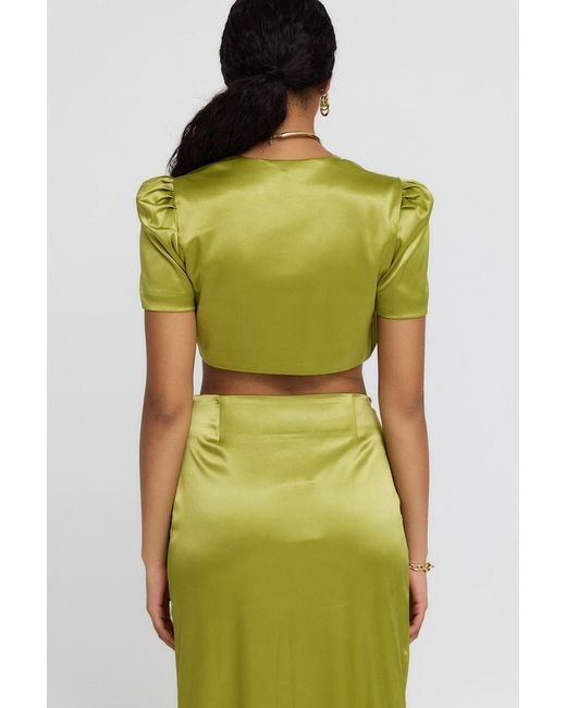 Why Mary Green Victoria Chartreuse Satin Bolero Jacket