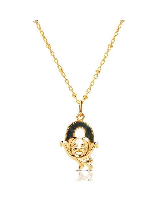 Kasun Metallic Plated Q Initial Necklace With Marble