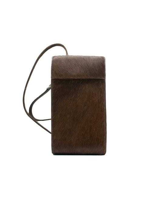 godi. Brown Handmade Cow Hair Crossbody Essentials Bag – Hair-On Hide Phone Pouch