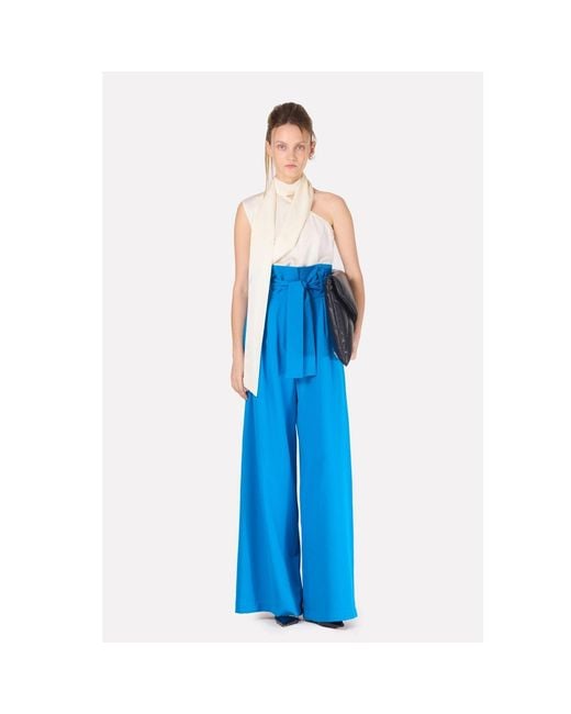 Julia Allert Blue High Waist Long Wide Leg Trousers – Bright