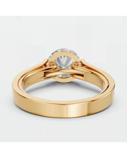 Aya Fine Jewelry Metallic Round Lab Diamond Solitaire Engagement Ring With Hidden Halo