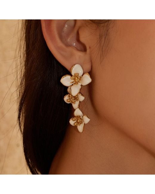 Retro Chic Metallic Iris Blossom Earrings
