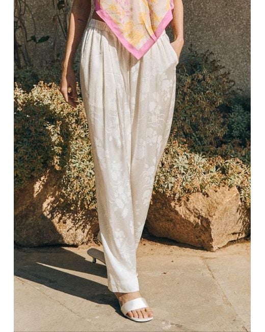Lost Pattern White Beach Blossom Wide-Leg Pants