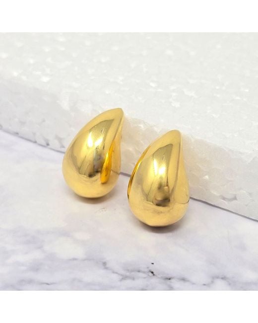 Harfi Metallic Statement Plated Teardrop Style Stud Earrings